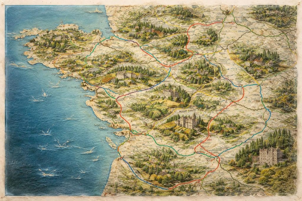 Carte routière Ouest France avec itinéraires pittoresques pour Citroën C5 Aircross ou DS7
